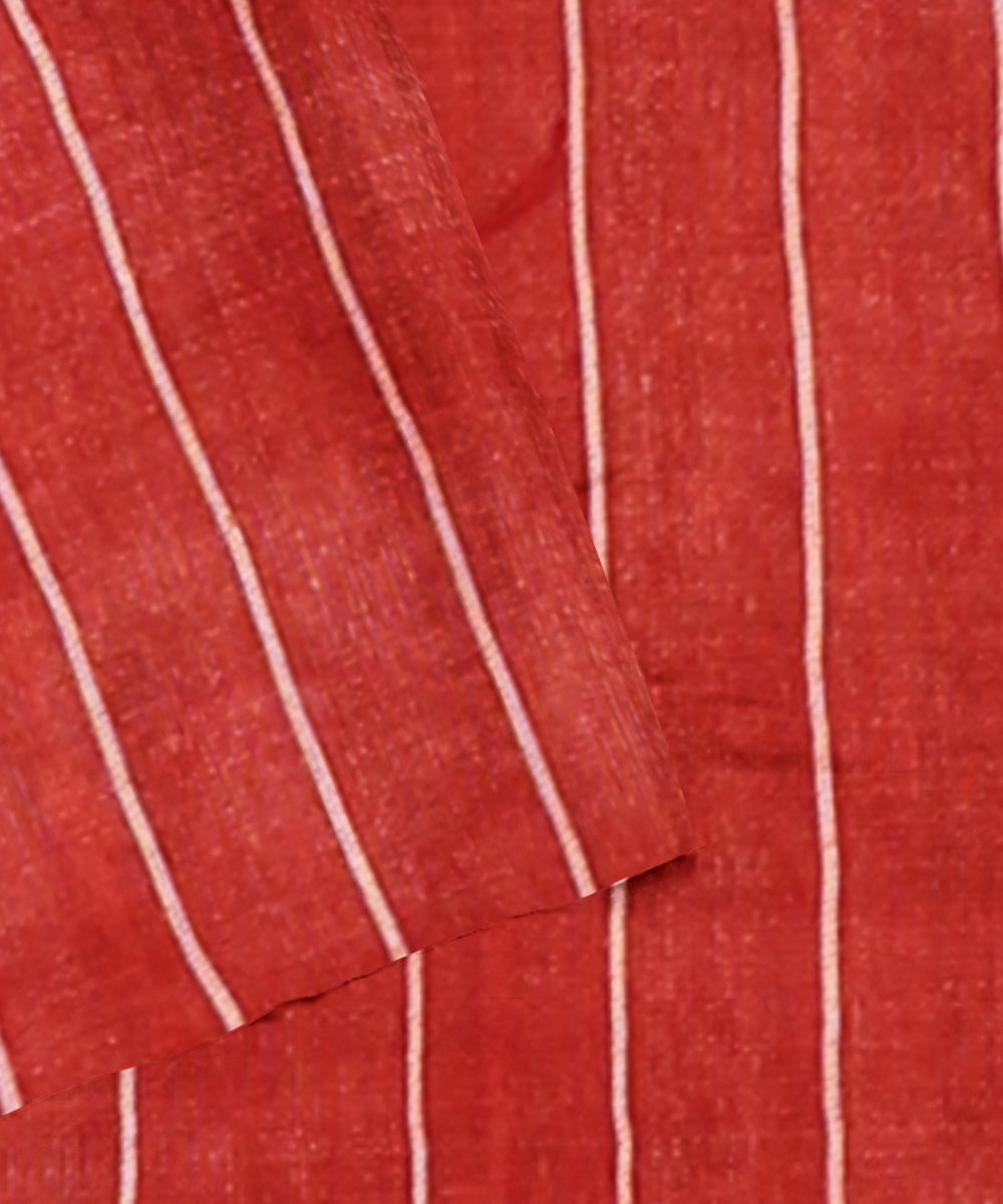 Beige red tussar silk handwoven gopalpur saree