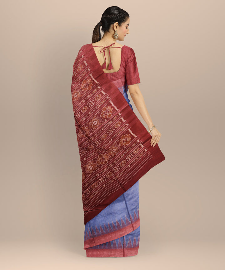 Navy blue maroon tussar silk handwoven gopalpur saree