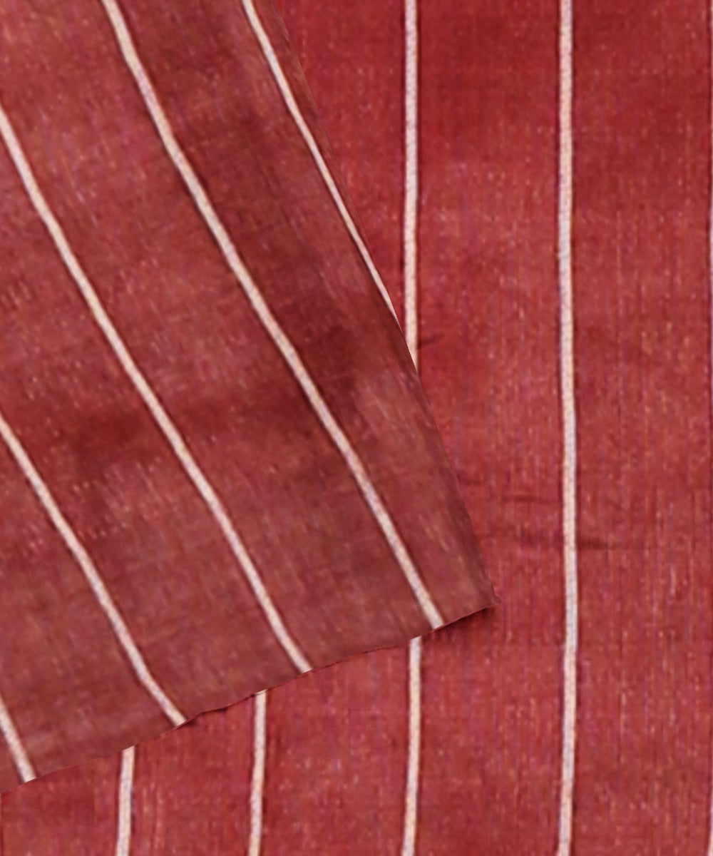 Beige maroon tussar silk handloom gopalpur saree