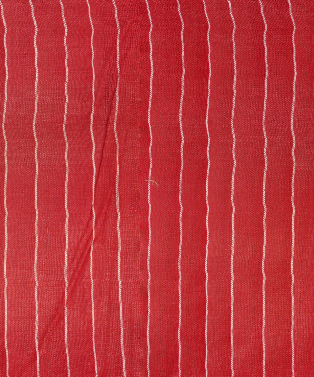 Beige red gopalpur tussar silk handloom saree