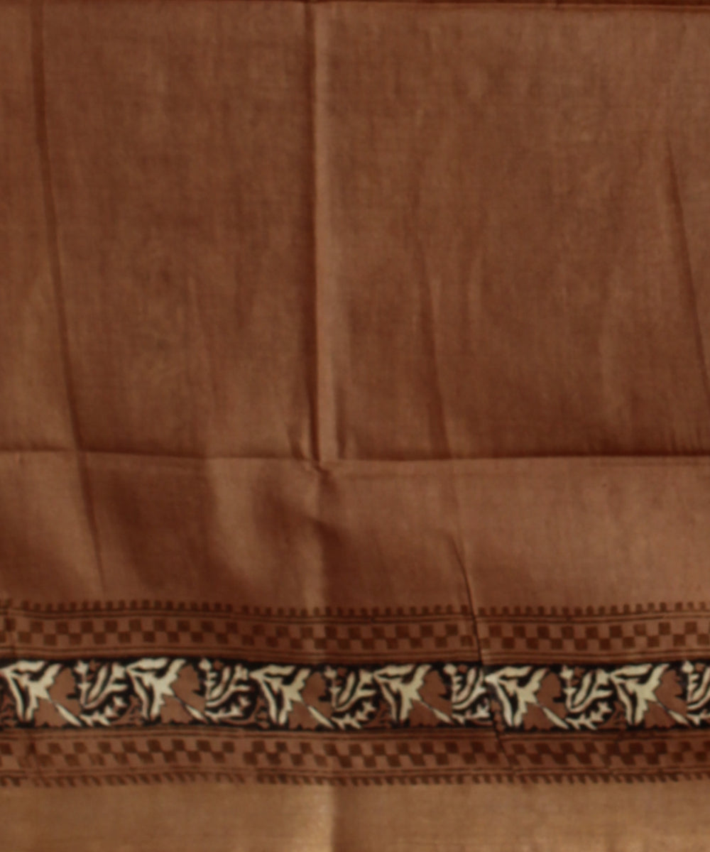 Cream multicolor art silk hand printed saree