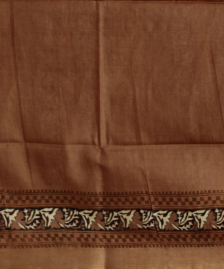 Cream multicolor art silk hand printed saree