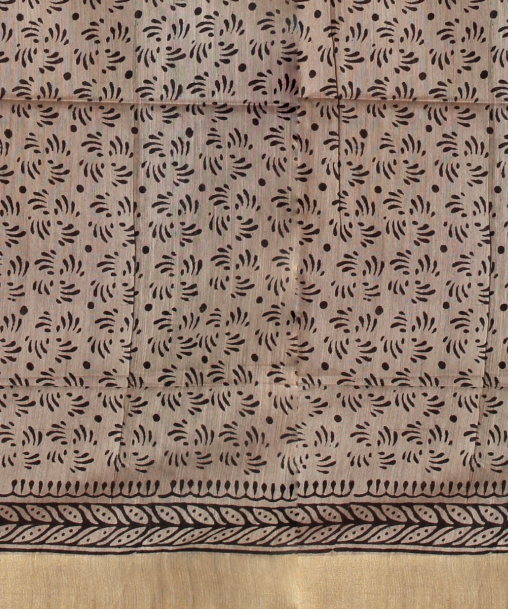 Maroon multicolor hand printed art silk saree