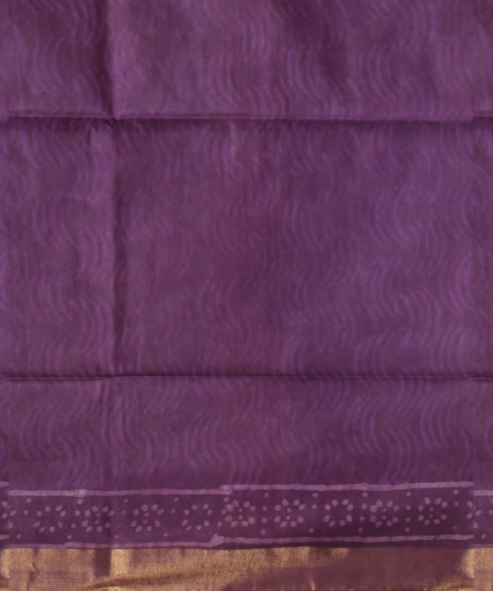 Purple multicolor art silk hand printed saree