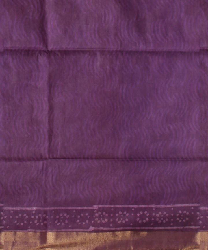 Purple multicolor art silk hand printed saree