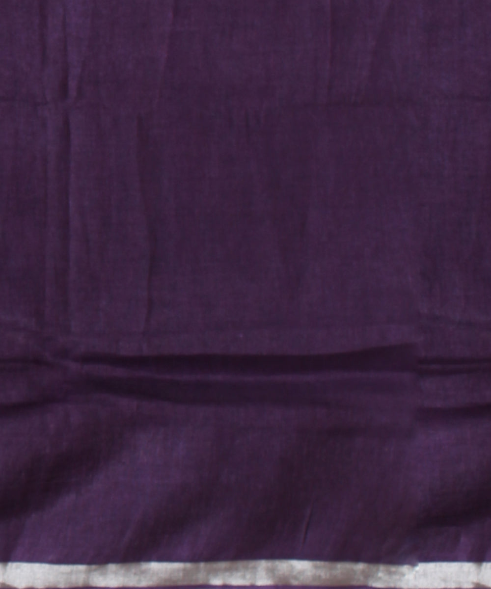 Sky blue voilet linen hand printed bhagalpur saree