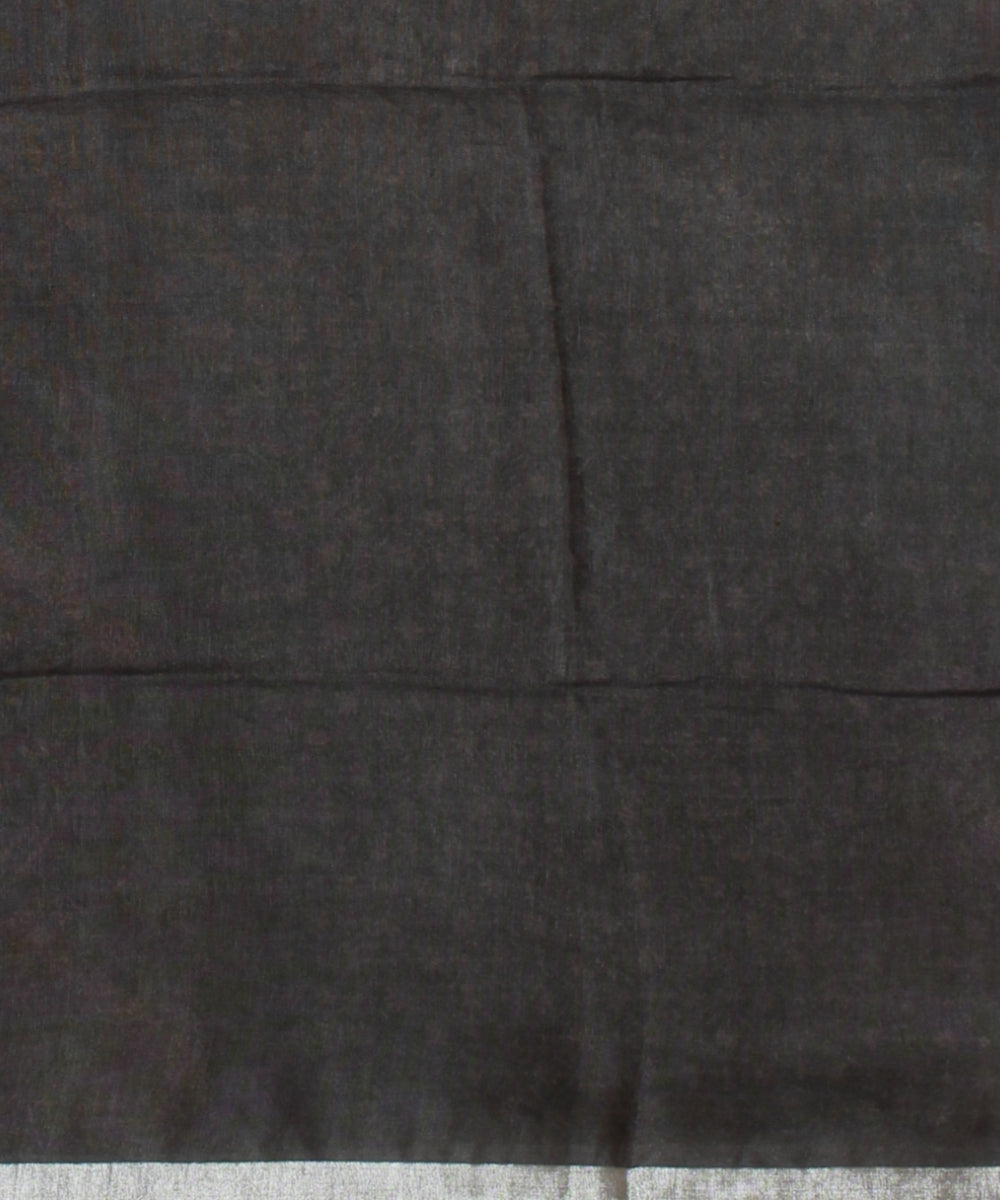 Maroon multicolor linen hand printed  saree