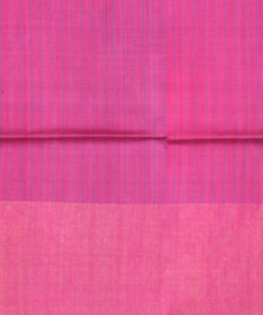 Navy blue pink raw silk hand woven bhagalpur saree