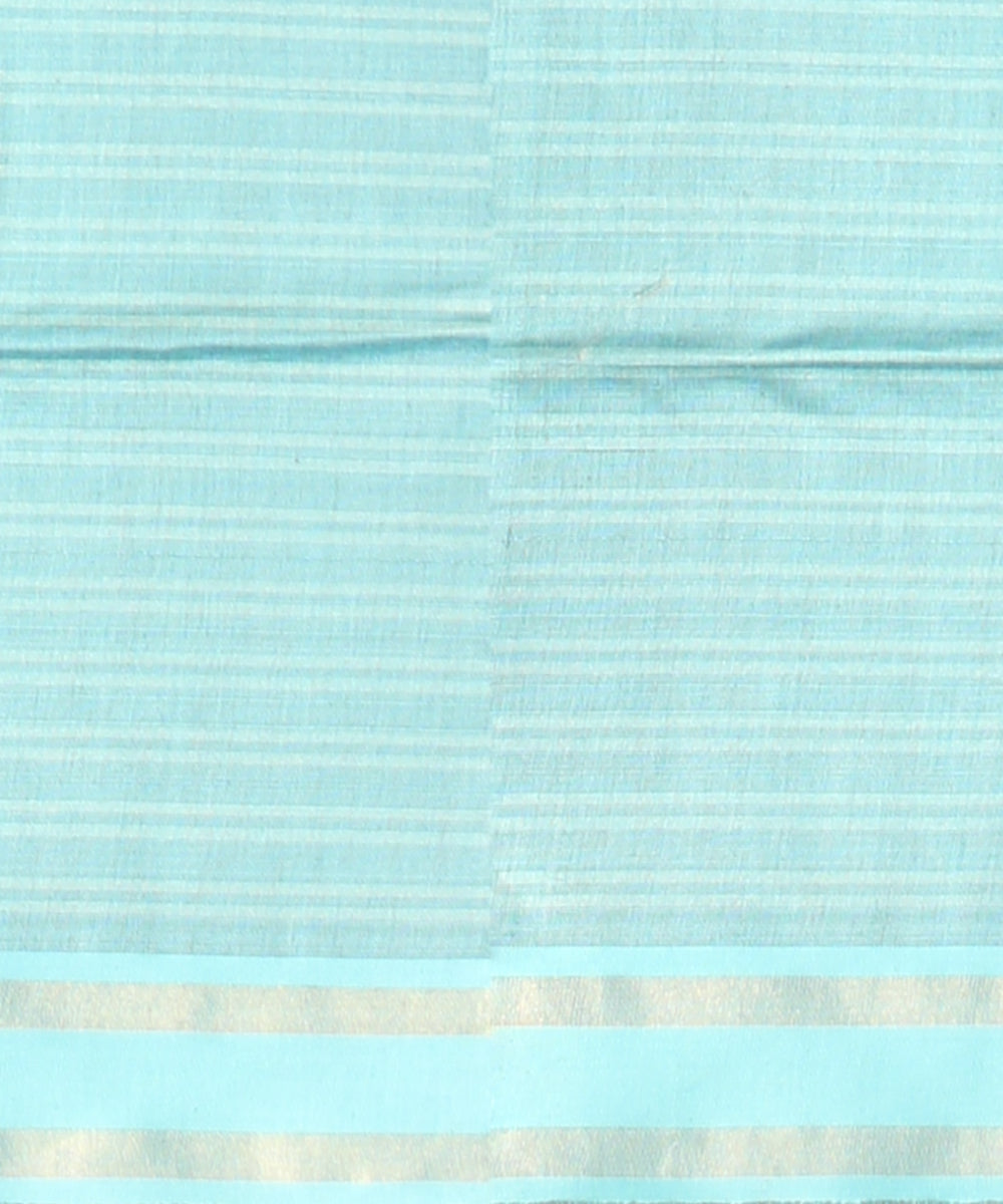 Maroon sky blue raw silk handwoven bhagalpur saree