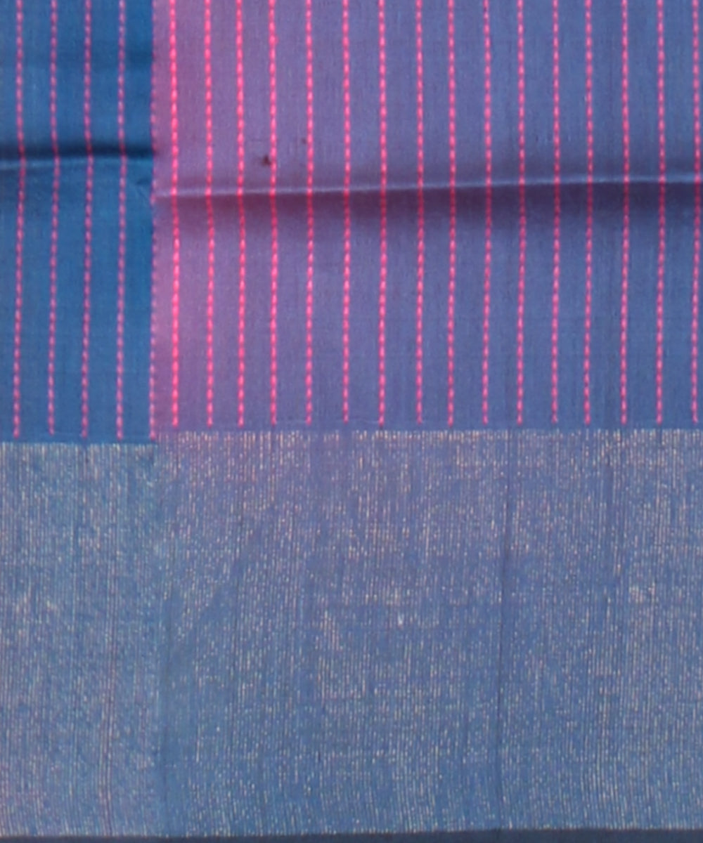 Peach navy blue raw silk handwoven bhagalpur saree