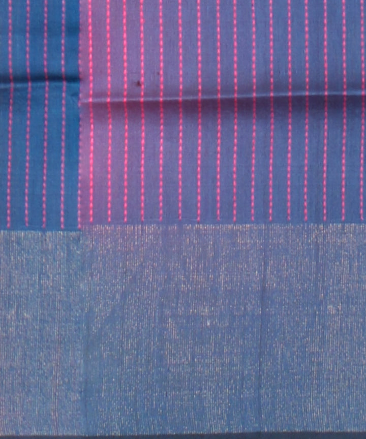 Peach navy blue raw silk handwoven bhagalpur saree
