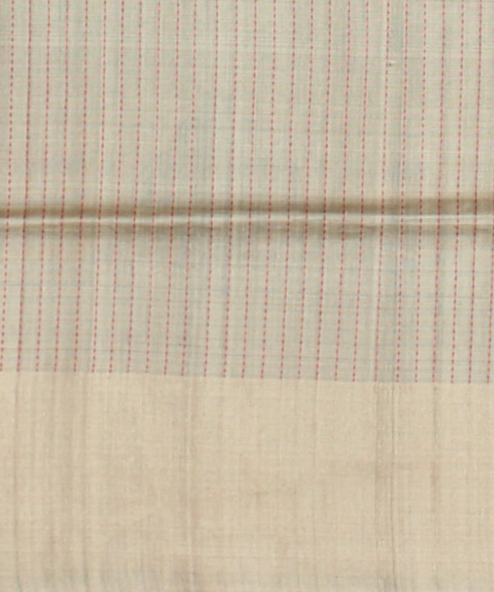 Maroon grey raw silk bhagalpur handwoven saree