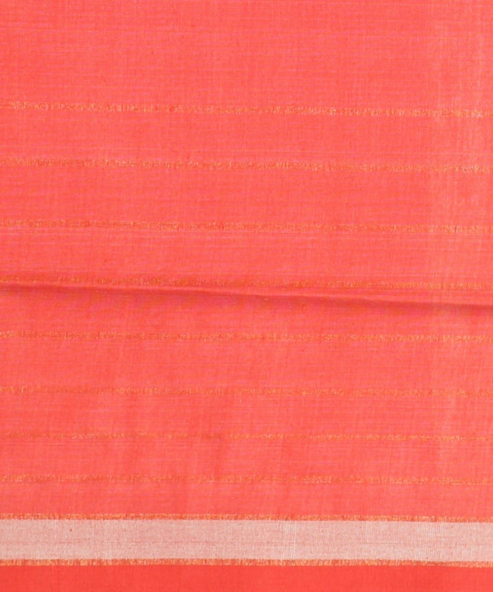 Light green rust raw silk handwoven bhagalpur saree