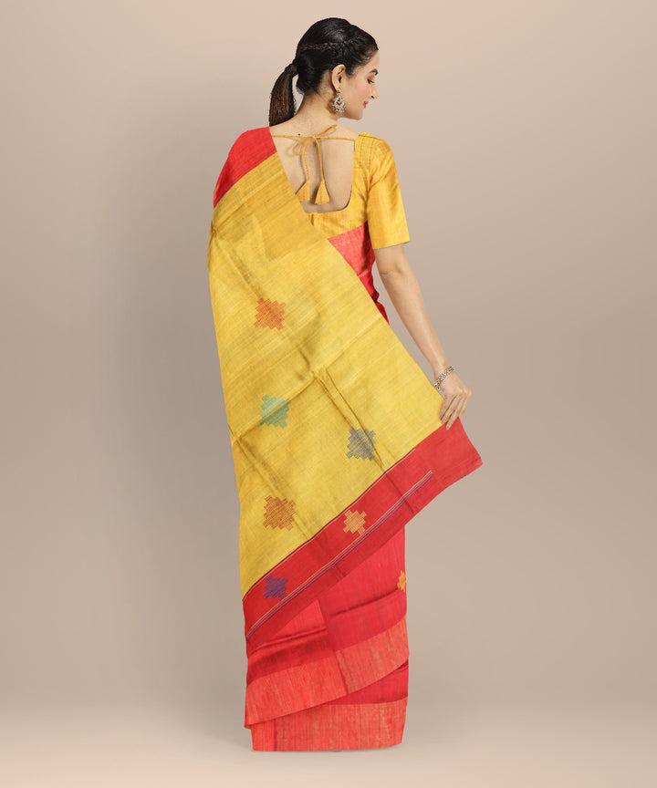 Red tobacco brown raw silk handwoven bhagalpur saree