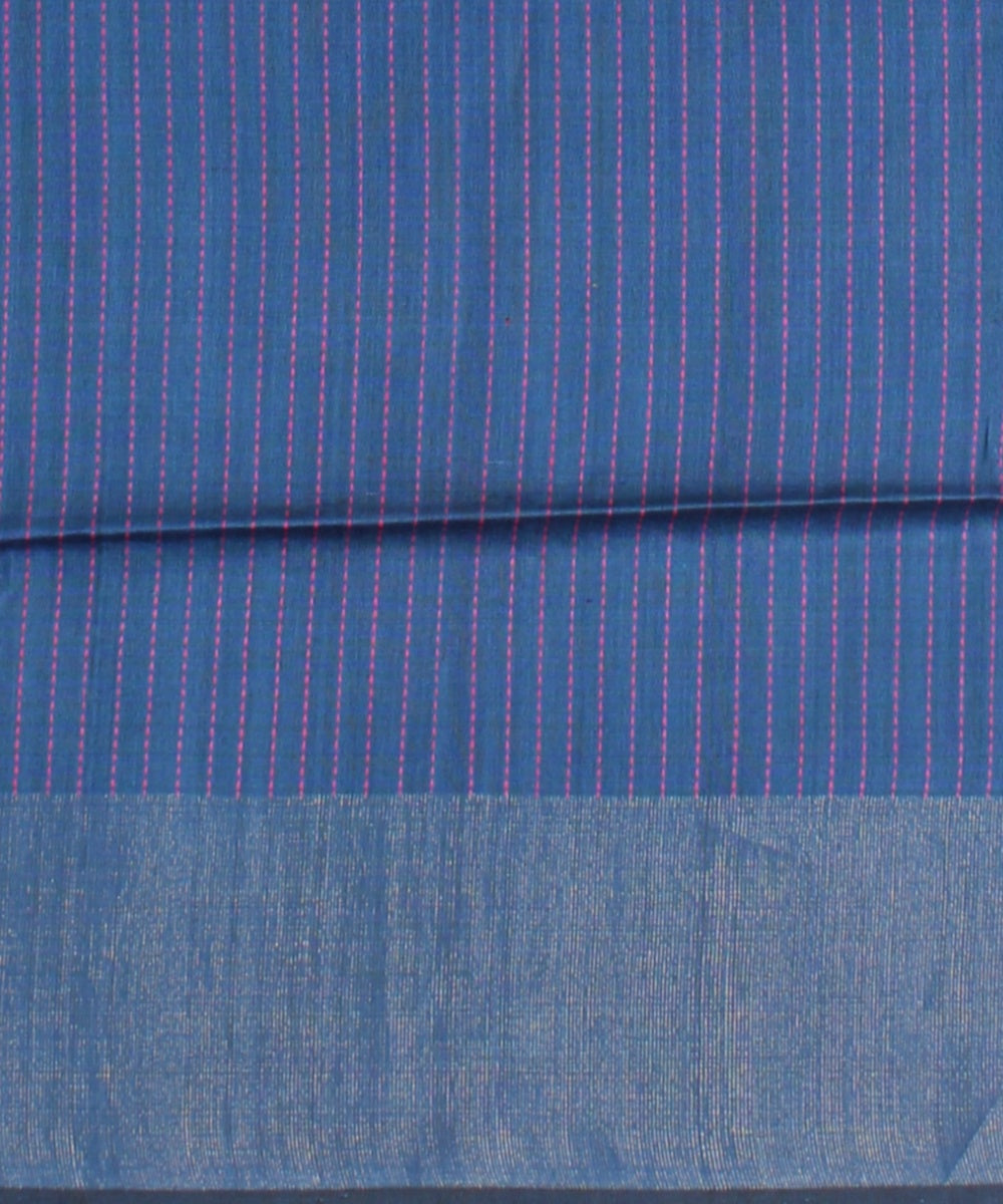 Pink navy blue raw silk bhagalpur handwoven saree