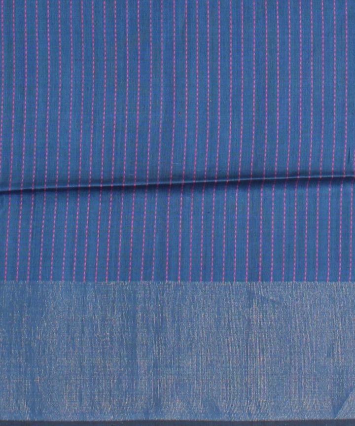 Pink navy blue raw silk bhagalpur handwoven saree