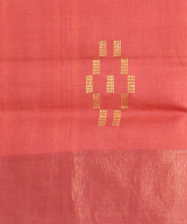 Yellow maroon raw silk handwoven bhagalpur saree