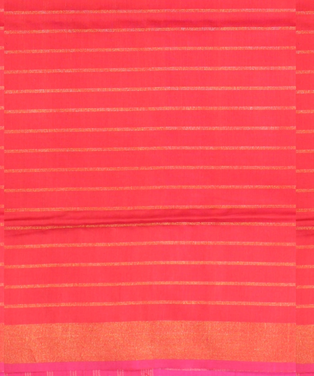 Pink red raw silk handwoven bhagalpur saree