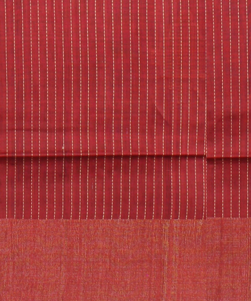 Grey maroon raw silk handwoven bhagalpur saree