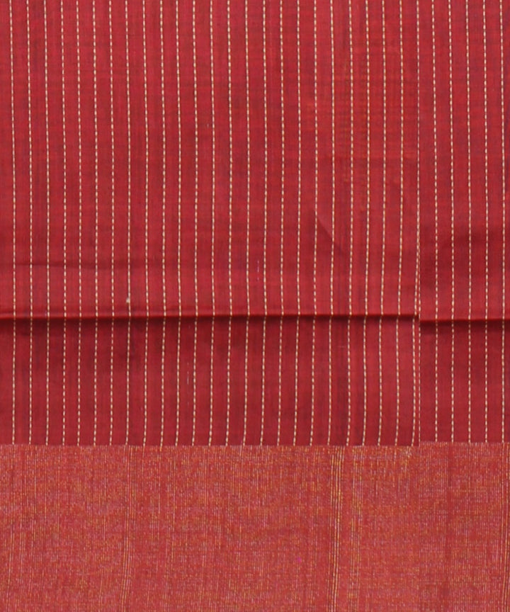 Grey maroon raw silk handwoven bhagalpur saree