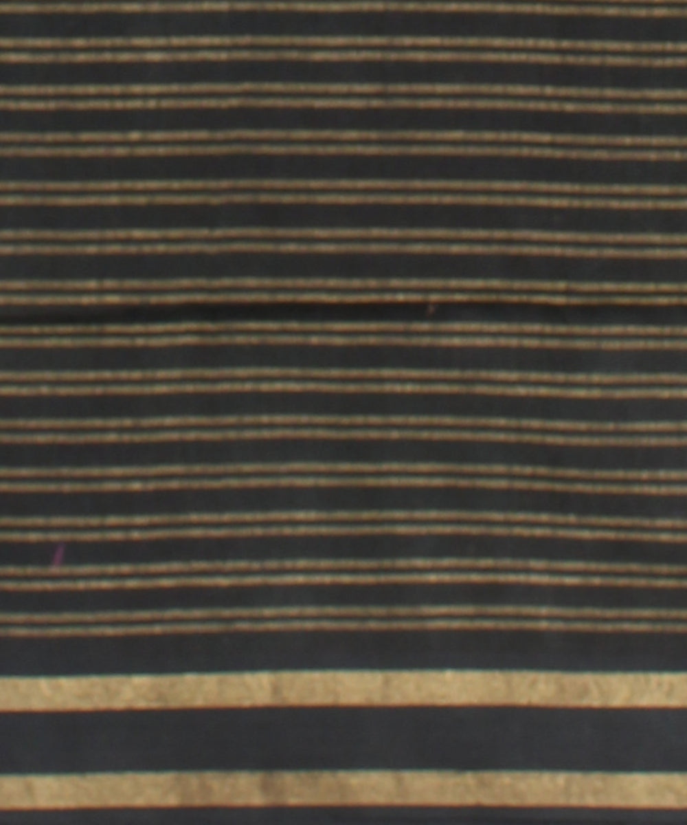 Black striped gold zari raw silk handloom bhagalpur saree