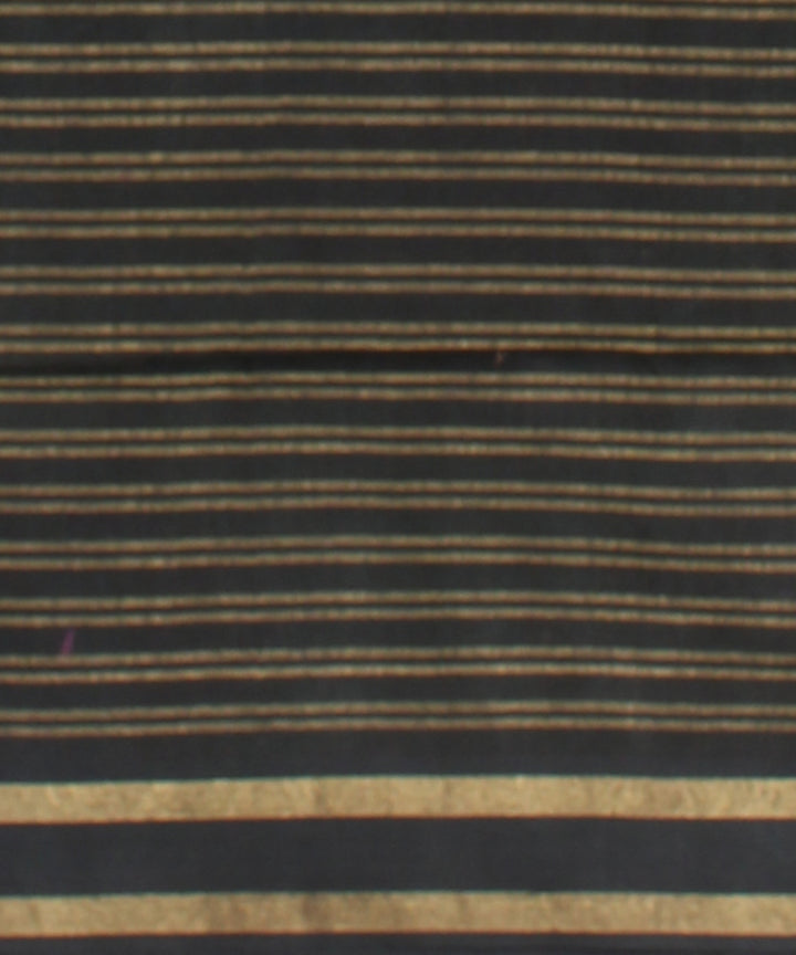 Black striped gold zari raw silk handloom bhagalpur saree