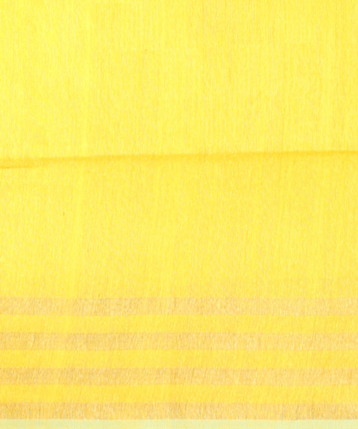 Yellow white raw silk handloom bhagalpur saree
