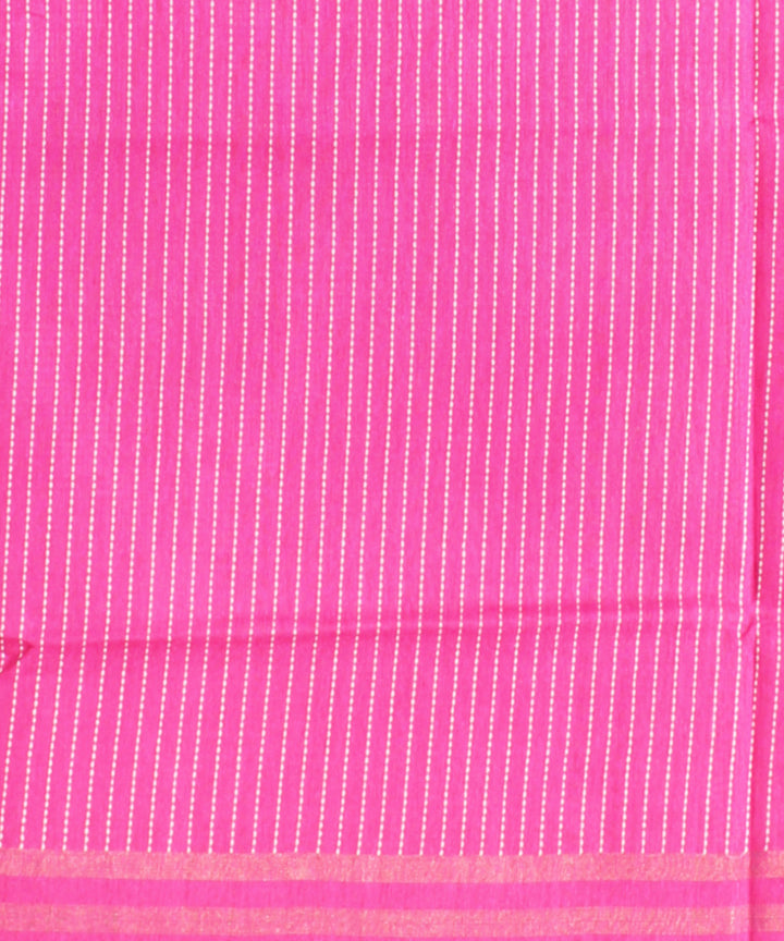 Pink silver zari raw silk handloom bhagalpur saree