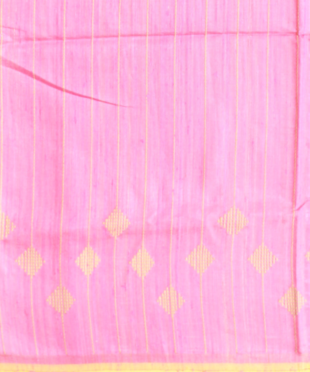 Pink beige raw silk handloom bhagalpur saree