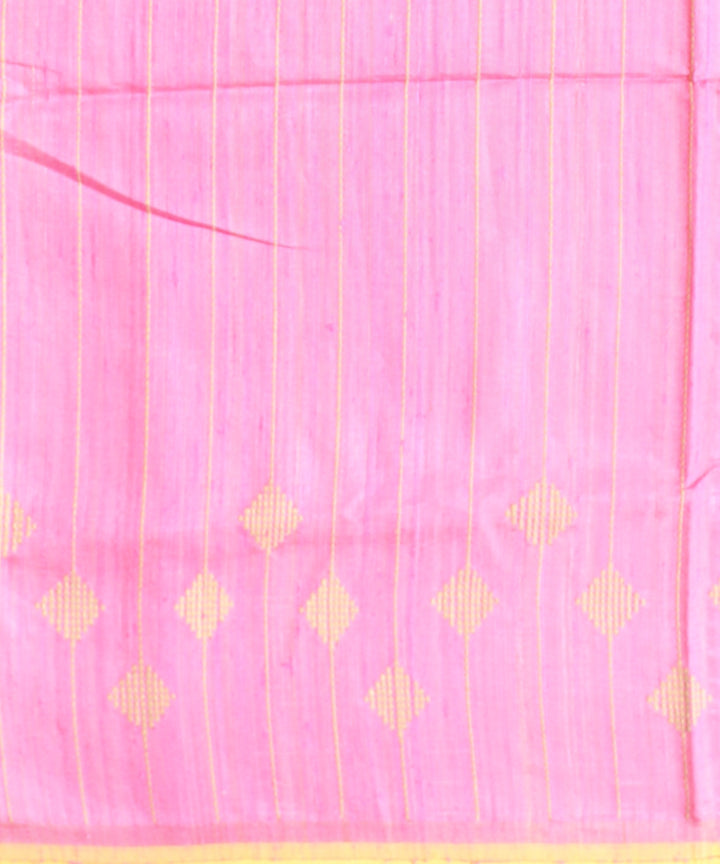 Pink beige raw silk handloom bhagalpur saree