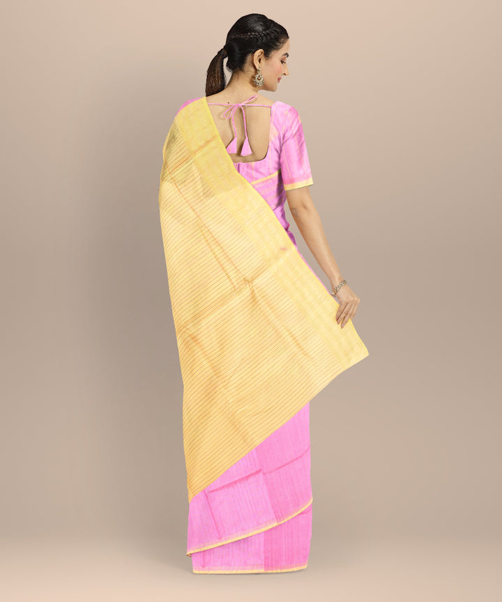 Pink beige raw silk handloom bhagalpur saree