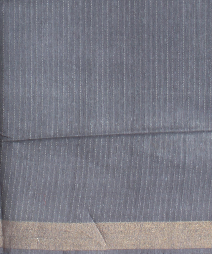 Sky blue grey blue raw silk handloom bhagalpur saree