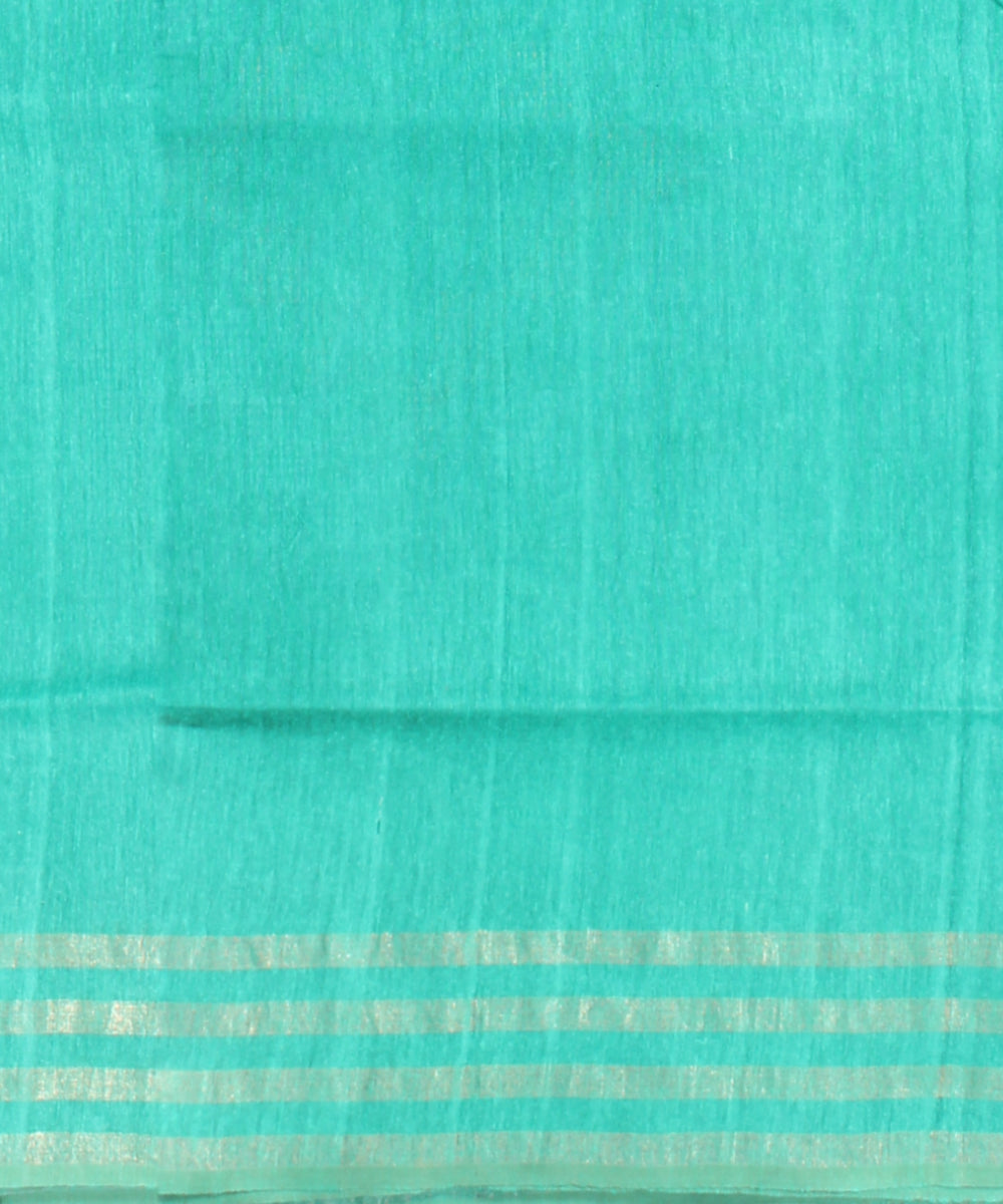 Sky blue striped border raw silk bhagalpur handloom saree