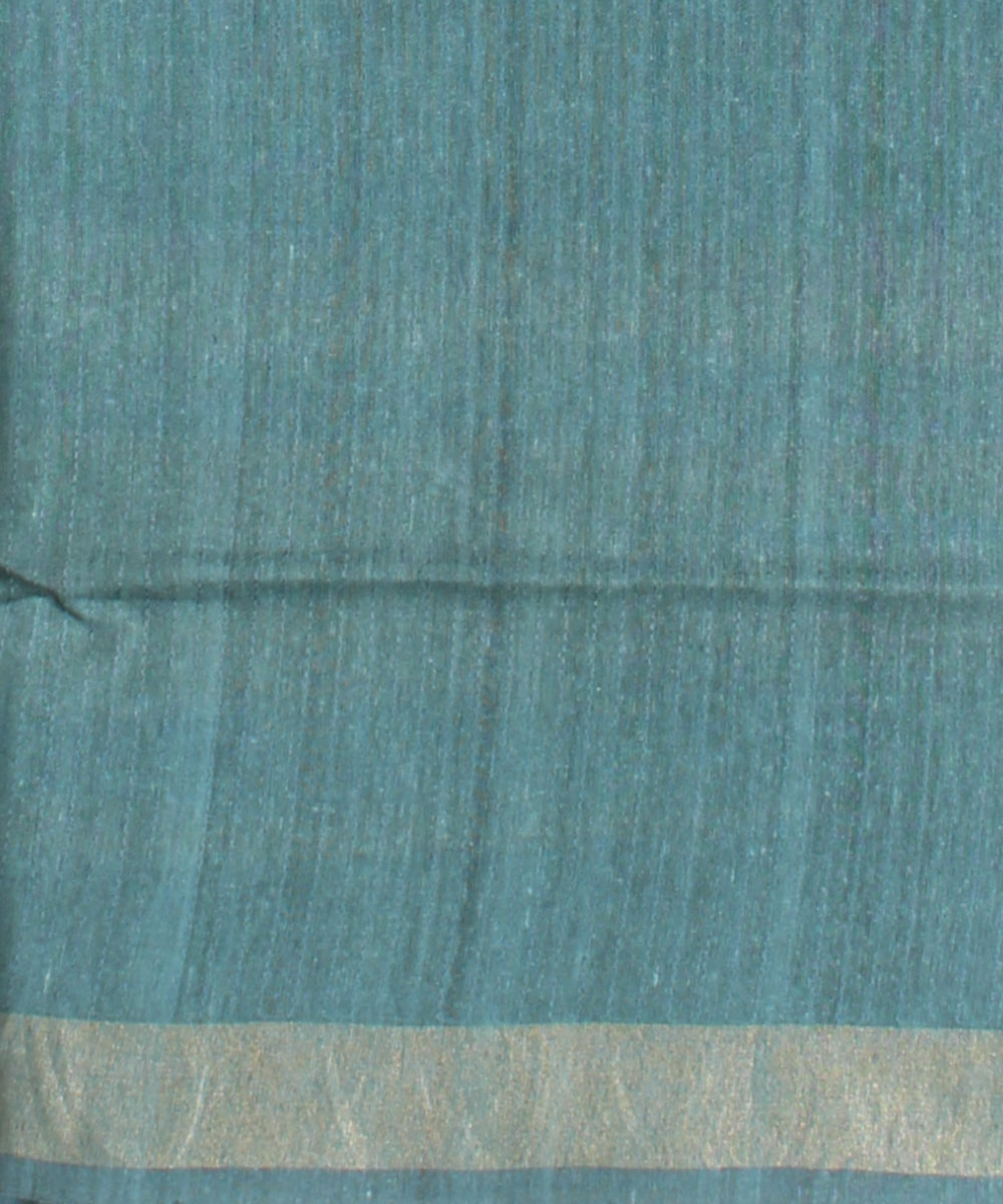 Navy blue black raw silk handloom bhagalpur saree