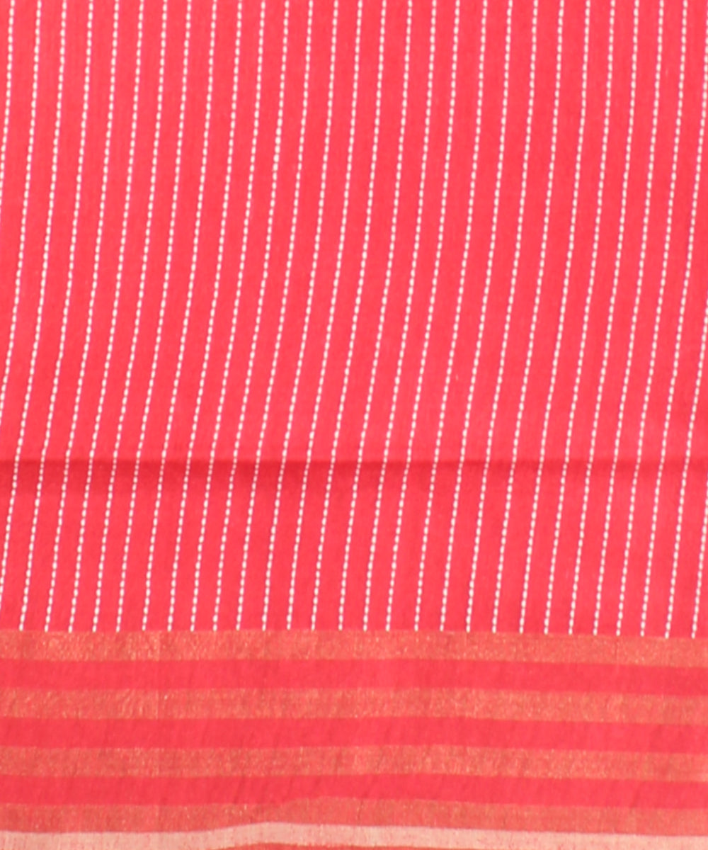 Red white raw silk handloom bhagalpur saree