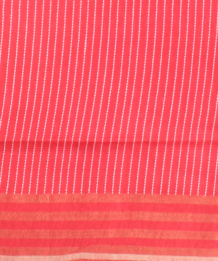 Red white raw silk handloom bhagalpur saree