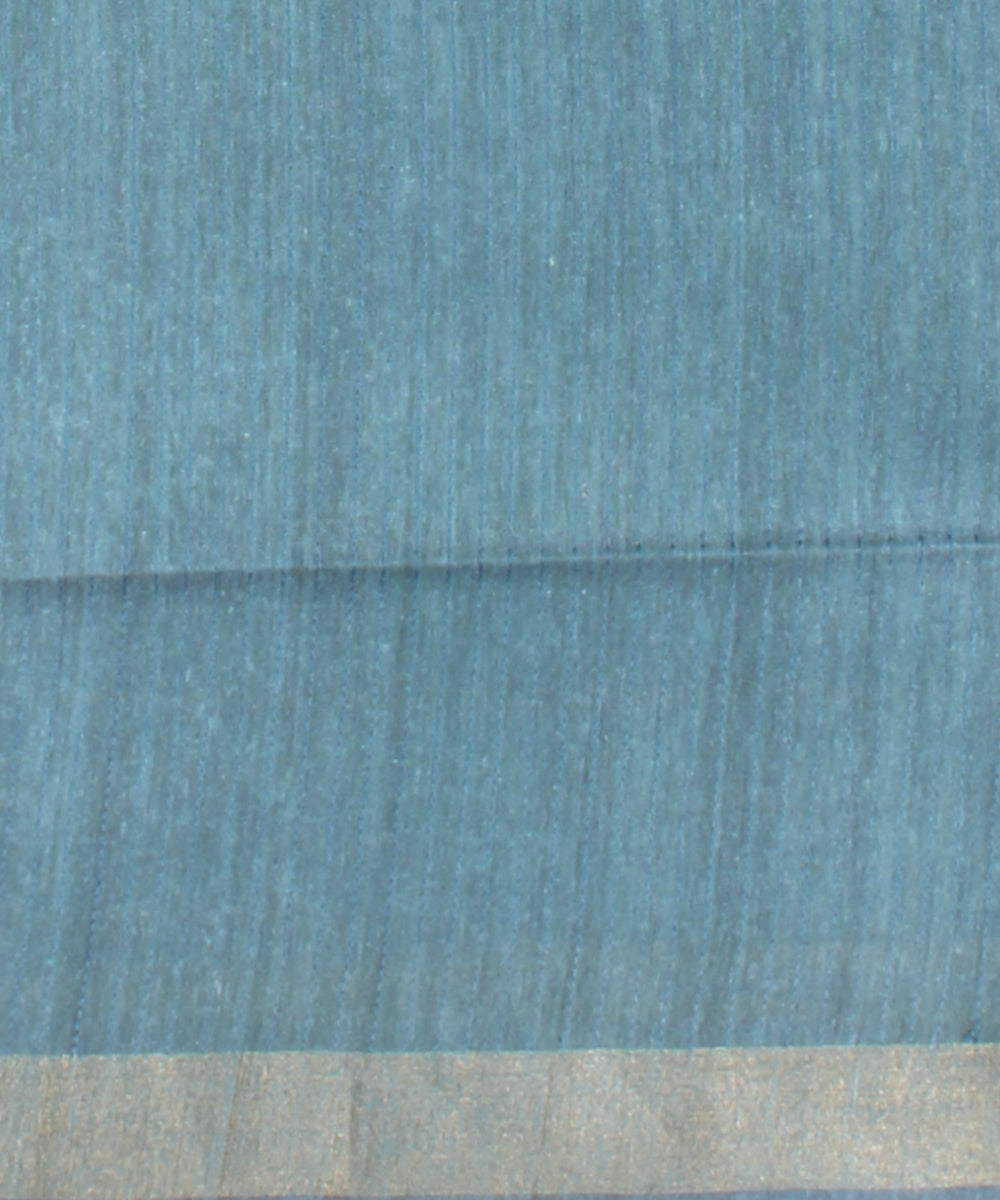 Pink powder blue raw silk handloom bhagalpur saree