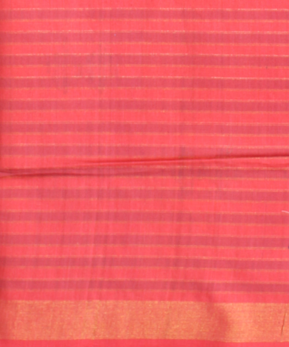 Navy blue pink striped raw silk hand loom bhagalpur saree