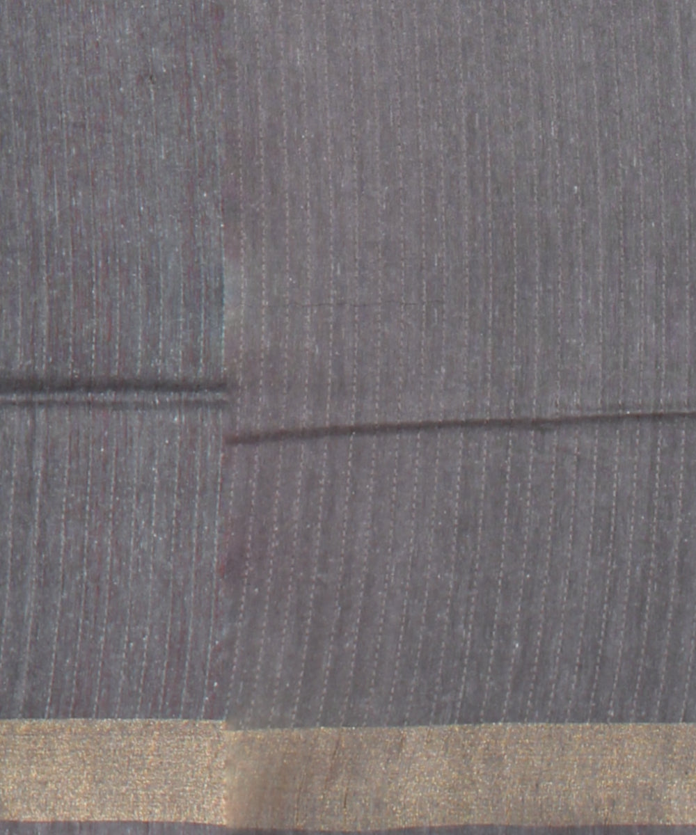 Pink grey raw silk handloom bhagalpur saree