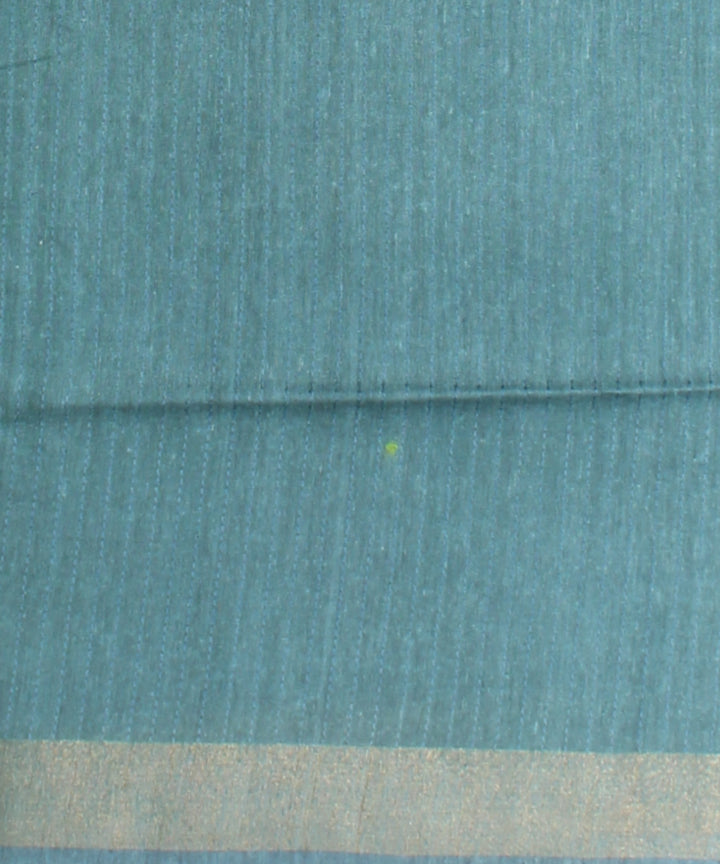 Sky blue grey raw silk hand loom bhagalpur saree