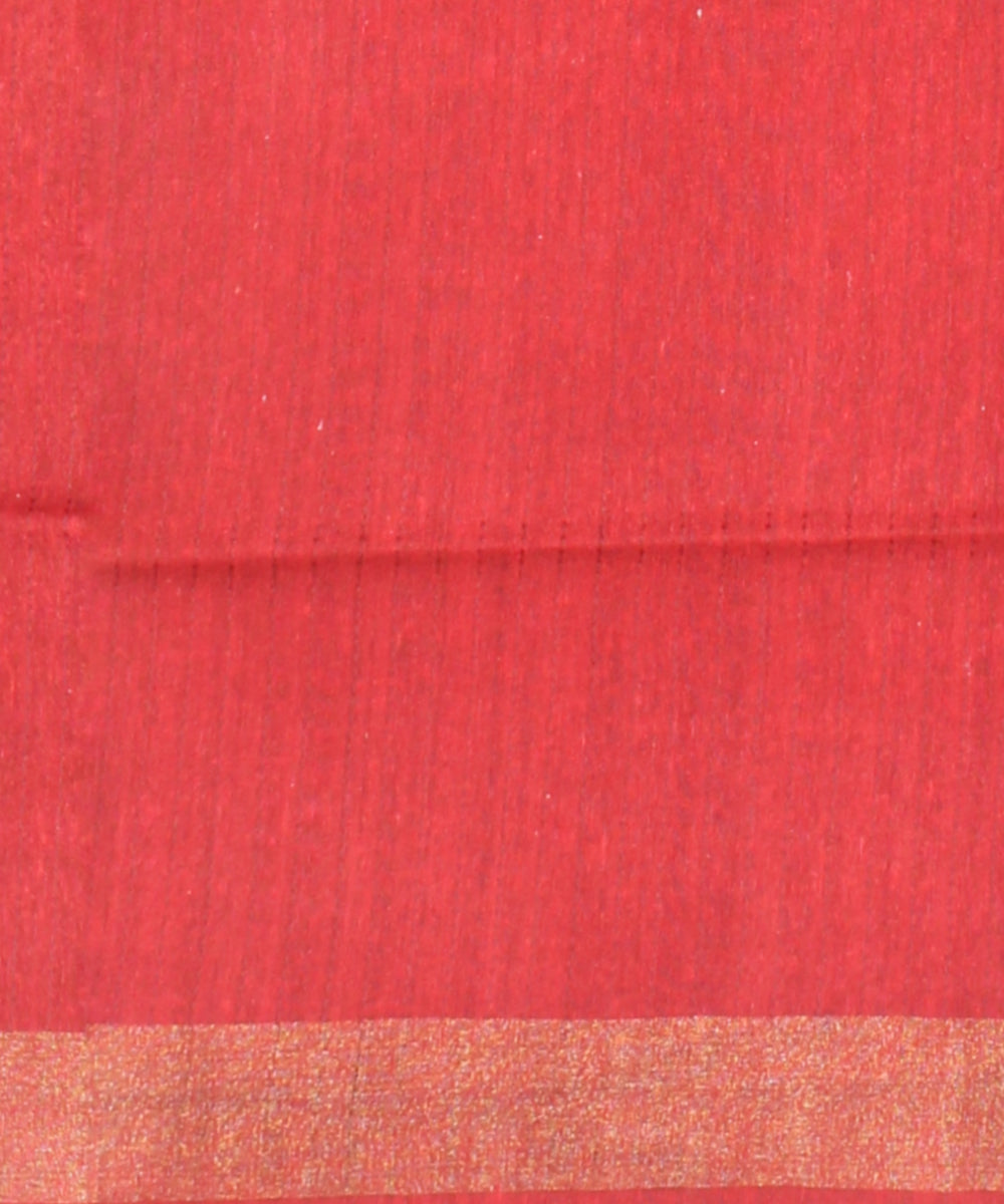 Beige maroon raw silk hand loom bhagalpur saree