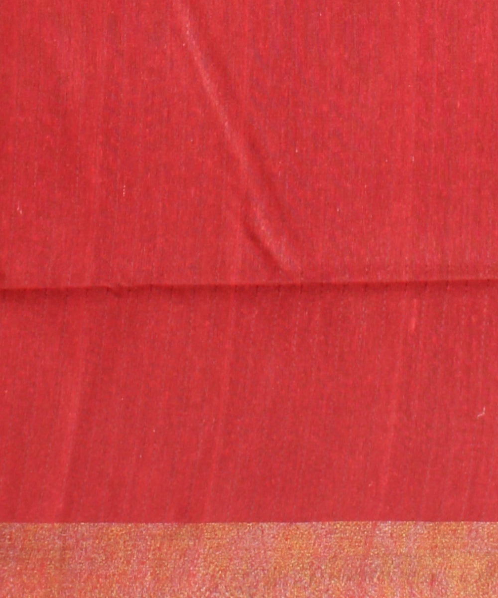 Beige maroon raw silk handwoven bhagalpur saree