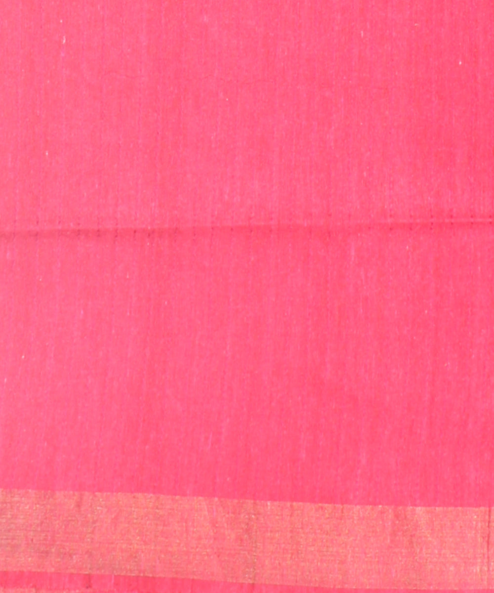 Yellow pink raw silk handwoven bhagalpur saree
