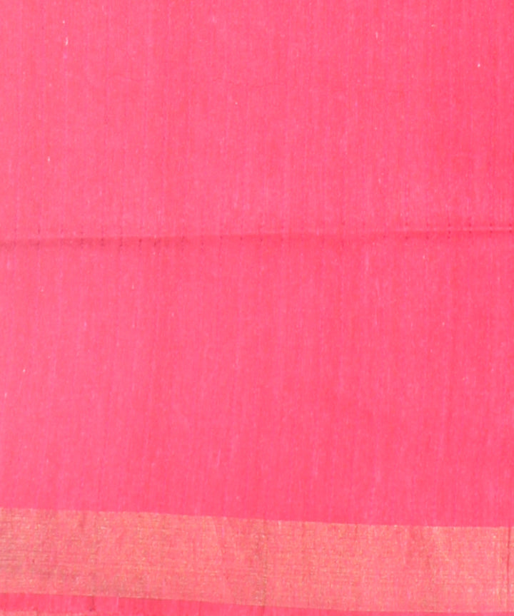 Yellow pink raw silk handwoven bhagalpur saree