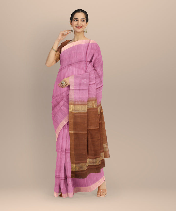 Purple brown raw silk handloom bhagalpur saree