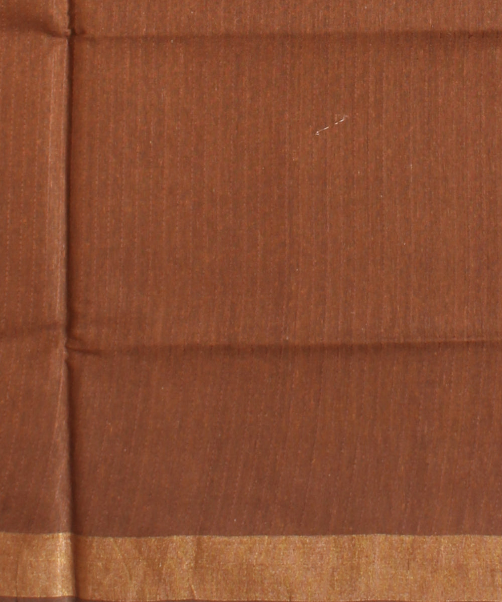Purple brown raw silk handloom bhagalpur saree
