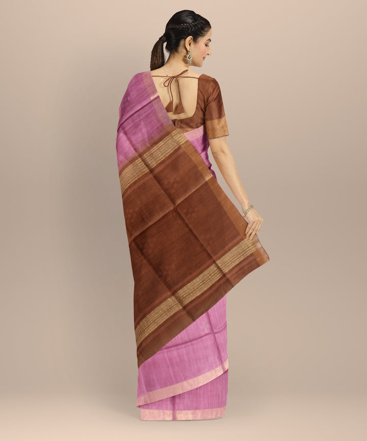 Purple brown raw silk handloom bhagalpur saree