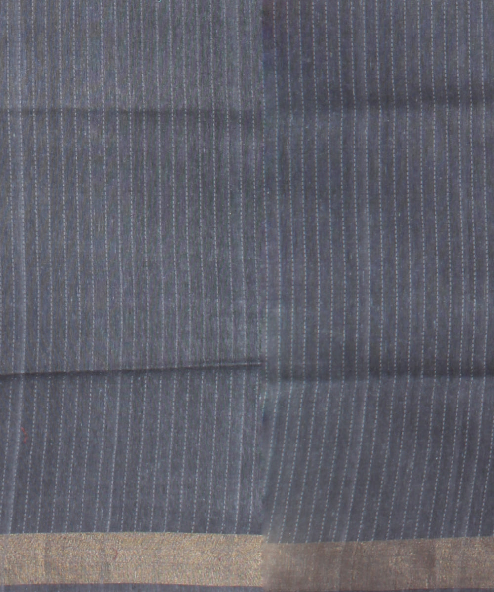 Sky blue grey raw silk handwoven bhagalpur saree
