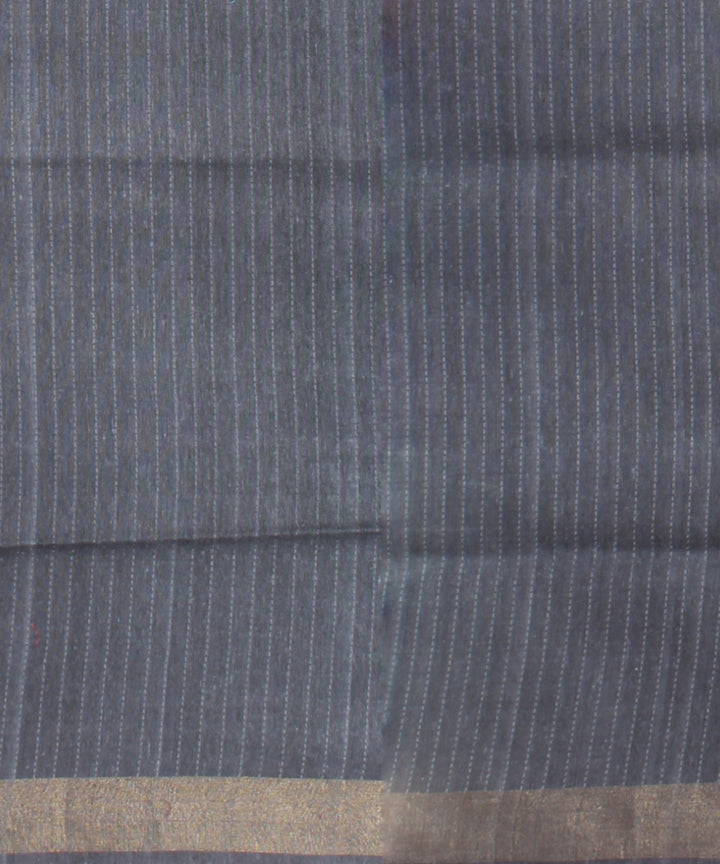 Sky blue grey raw silk handwoven bhagalpur saree