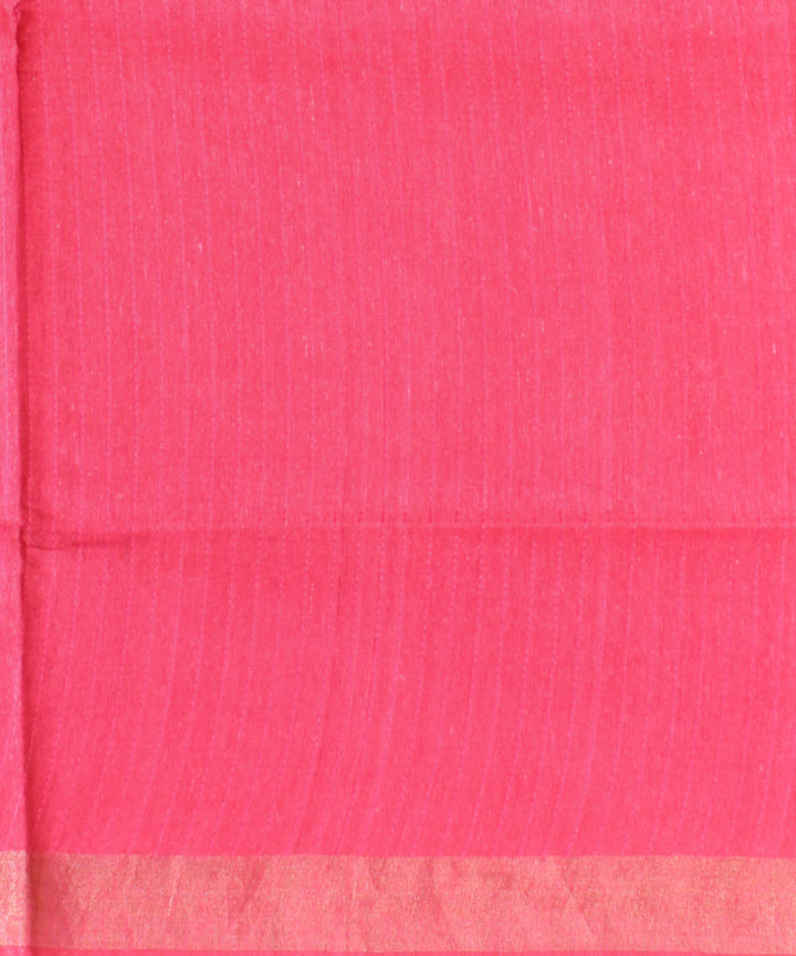 Yellow pink raw silk hand woven bhagalpur saree